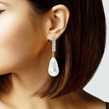 104778, PEARL WITH CUBIC ZIRCONIA DANGLE EARRING