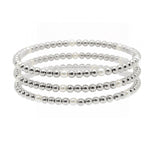 104789, 3 SET, PEARL WITH BALL BEADED MULTI LAYERED STRETCH BRACELET
