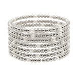 104790, 7 SET, PEARL WITH BALL BEADED MULTI LAYERED STRETCH BRACELET