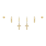 104797, 3 PAIRS CROSS DANGLE & STUD EARRING SET