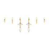 104798, 3 PAIRS FRESHWATER PEARL DANGLE & HOOP EARRING