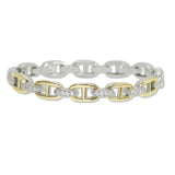 108399, 14K GOLD PLATED PAVE CUBIC ZIRCONIA ACCENT DESIGNER INSPIRED BANGLE BRACELET