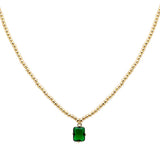 105665, GEOMETRIC CUBIC ZIRCONIA CHARM WITH BALL BEADED NECKLACE
