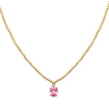 105665, GEOMETRIC CUBIC ZIRCONIA CHARM WITH BALL BEADED NECKLACE
