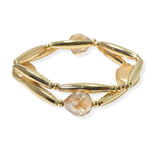 104810, GLASS BEAD ACCENT MULTI LAYERED STRETCH BRACELET
