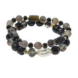 104811, FRESHWATER PEARL WITH RESIN BEADED MULTI LAYERED STRETCH BRACELET