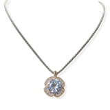 104824, 14K GOLD PLATED, CLOVER CUBIC ZIRCONIA DESIGNER INSPIRED PENDANT NECKLACE
