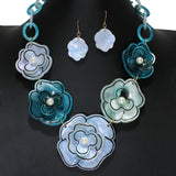 104838, GLITTER FLOWER CELLULOID ACETATE NECKLACE