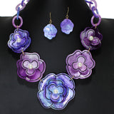 104838, GLITTER FLOWER CELLULOID ACETATE NECKLACE