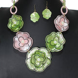 104838, GLITTER FLOWER CELLULOID ACETATE NECKLACE