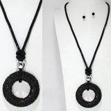 104841, ROUND BLING RHINESTONE LONG PENDANT NECKLACE