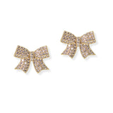 104860, RIBBON BOW CUBIC ZIRCONIA STUD EARRING