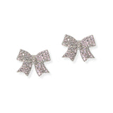 104860, RIBBON BOW CUBIC ZIRCONIA STUD EARRING
