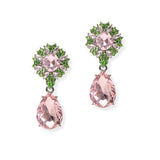 104883, FLOWERY RHINESTONE WITH TEARDROP DANGLE EARRING