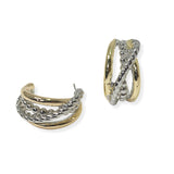 104904, 14K GOLD PLATED, CABLE COIL ACCENT DESIGNER INSPIRED HOOP EARRING