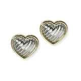 104912, 14K GOLD PLATED, HEART DESIGNER INSPIRED STUD EARRING