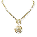 104935, 14K GOLD PLATED, PEARL ACCENT DESIGNER INSPIRED NECKLACE