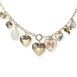 104936, MULTI HEART & BOW CHARM NECKLACE