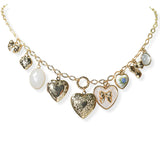 104936, MULTI HEART & BOW CHARM NECKLACE