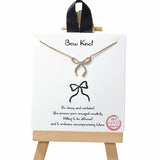 104953, GOLD DIPPED, "BOW KNOT" RIBBON BOW CUBIC ZIRCONIA NECKLACE