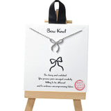 104953, GOLD DIPPED, "BOW KNOT" RIBBON BOW CUBIC ZIRCONIA NECKLACE