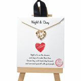 104959, GOLD DIPPED, "NIGHT & DAY" HEART SHAPE CUBIC ZIRCONIA CHARM NECKLACE