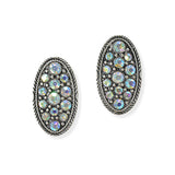 104983, WESTERN RHINESTONE ACCENT OVAL POST EARRING