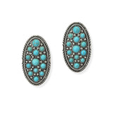 104983, WESTERN TURQUOISE STONE ACCENT OVAL POST EARRING
