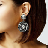 104988, WESTERN TEXTURED ROUND METAL DANGLE EARRING