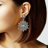 104993, WESTERN ENGRAVED HORSE COIN DANGLE EARRING