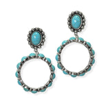 104994, WESTERN TURQUOISE STONE ROUND DANGLE EARRING