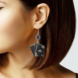 105000, WESTERN POKER CARD METAL DANGLE EARRING