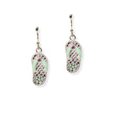 105018, ENAMEL FLOWER PRINT FLIP FLOP DANGLE EARRING