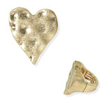 105036, HAMMERED BOLD HEART METAL STRETCH RING