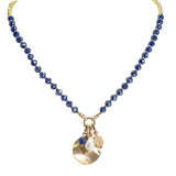105057, WAVY CIRCLE WITH FRESHWATER PEARL CHARM BEADED NECKLACE