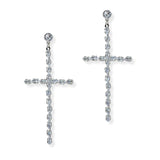 105078, CROSS CUBIC ZIRCONIA DANGLE EARRING