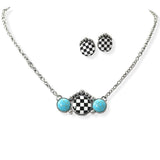 105090, WESTERN ROUND CHECKERED PRINT ACCENT NECKLACE