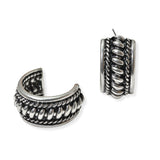 105095, 1.5"L, WESTERN ROPE TEXTURED ROUND HOOP EARRING
