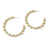 105100, 2"L, WOOD BEADED ROUND HOOP EARRING