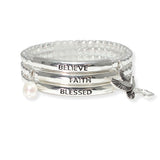 105115, BELIEVE BLESSED FAITH, CHARM MULTI LAYERED STRETCH BRACELET