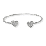 105144, 14K GOLD PLATED, HEART MICRO PAVE CUBIC ZIRCONIA DESIGNER INSPIRED CUFF BRACELET