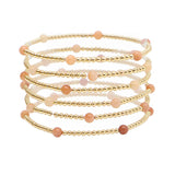 105146, SEMI PRECIOUS STONE BALL BEAD MULTI LAYERED STRETCH BRACELET