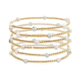 105146, SEMI PRECIOUS STONE BALL BEAD MULTI LAYERED STRETCH BRACELET