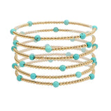 105146, SEMI PRECIOUS STONE BALL BEAD MULTI LAYERED STRETCH BRACELET