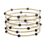 105146, SEMI PRECIOUS STONE BALL BEAD MULTI LAYERED STRETCH BRACELET