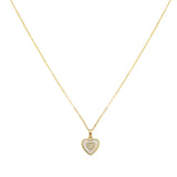 105152, GOLD DIPPED, DAINTY HEART MOTHER OF PEARL CHARM PENDANT NECKLACE