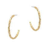 105155, DAINTY SQUARE BEADED HALF ROUND HOOP EARRING