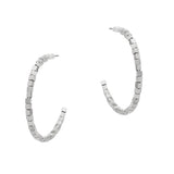 105155, DAINTY SQUARE BEADED HALF ROUND HOOP EARRING