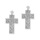 105161, CROSS CUBIC ZIRCONIA DANGLE EARRING