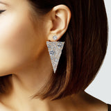 105162, TRIANGLE CUBIC ZIRCONIA DANGLE EARRING